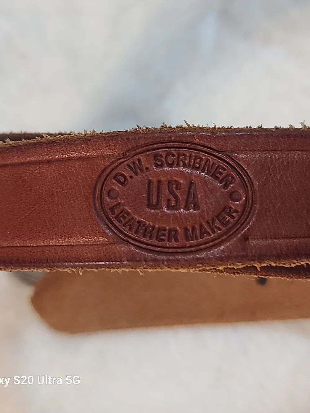 Custom D.W. SCRIBNER Brown Leather Kids Belt with USA Stamp